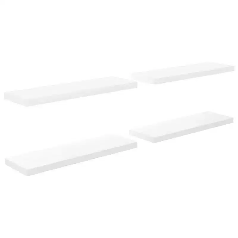Wall Shelf Set of 4 High gloss white Honeycomb MDF, metal Medium