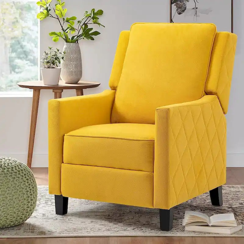 Push Back Recliner Chair with Linen Wing Back