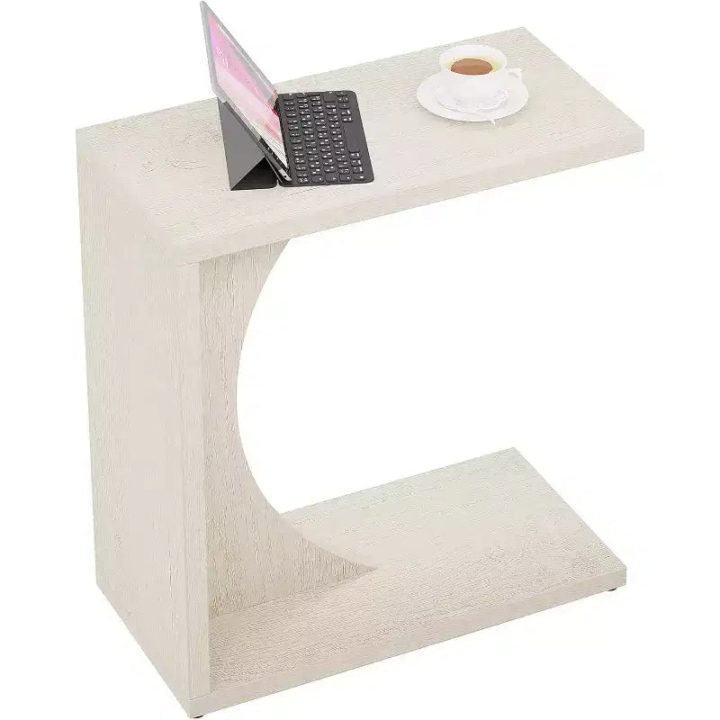 Lantine C-Shaped End Table, Couch Table for Small Space