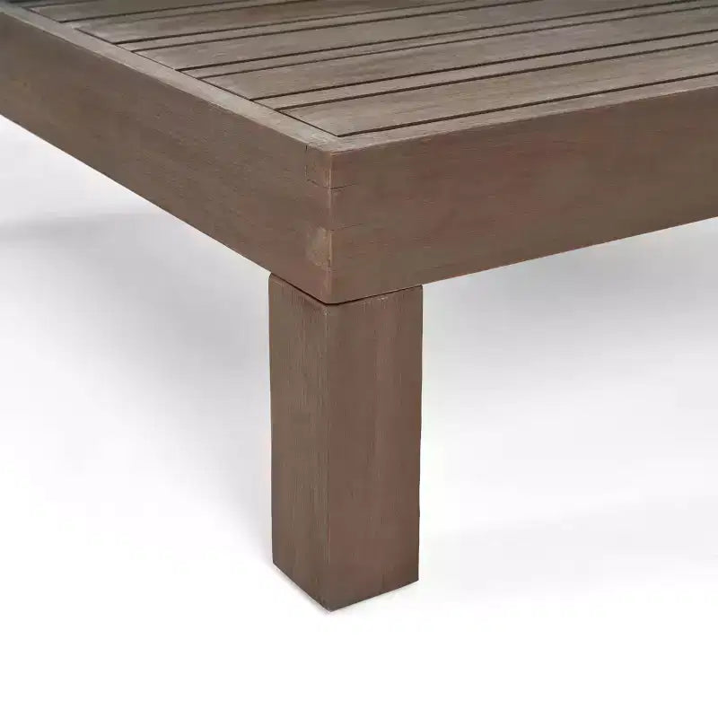 2pk Oana Outdoor Acacia Wood Left Arm Loveseat & Coffee Table with Cushion Gray/Dark Gray - Christopher Knight Home: Patio Chat Set
