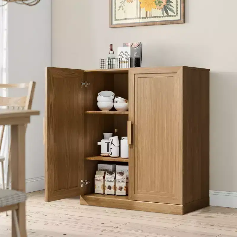 MAYEERTY Freestanding Storage Cabinet Wooden Decorative Cabinets for Home, Office, Small Space, Brown, 36*31*16in