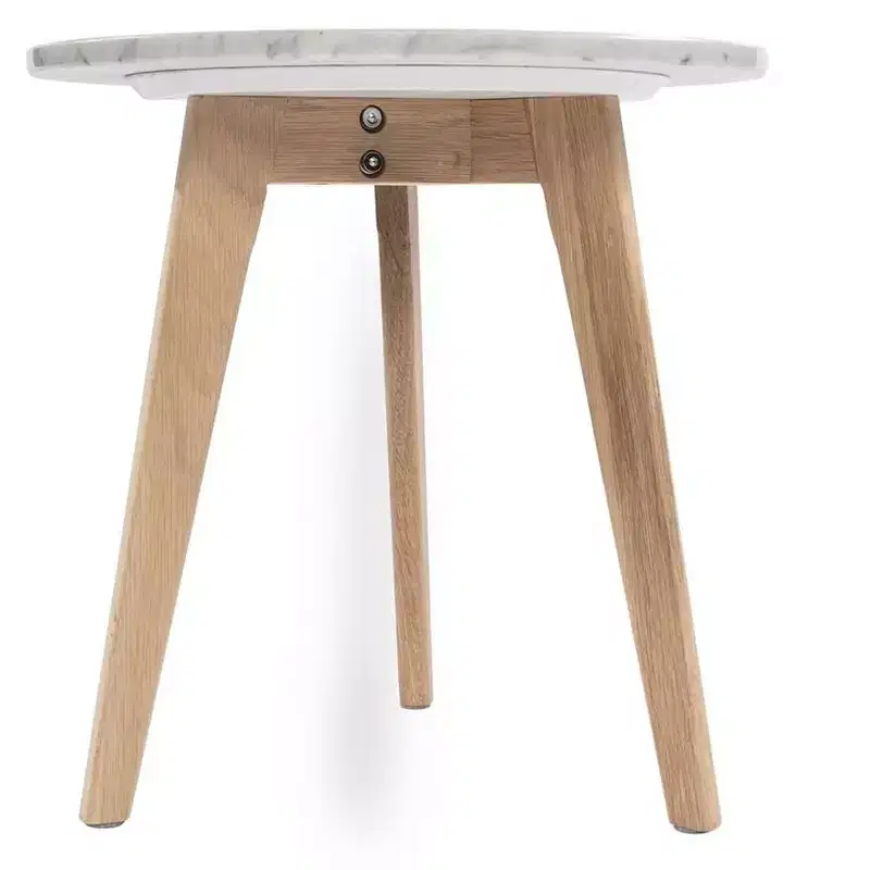 The Bianco Collection Cherie 15 Round Italian Carrara White Marble Side Table