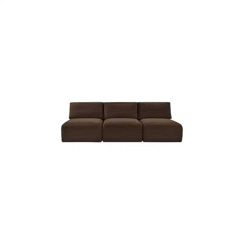 Meridian Furniture Shaggy Brown Corduroy Performance Fabric Modular Sofa