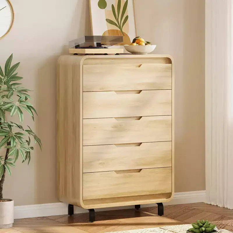 5-Drawer Wooden Dresser with Detachable Legs – 49