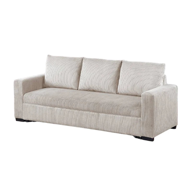 Convertible Sofa Bed, Low Profile Leg, Ivory Corduroy 85 Inch