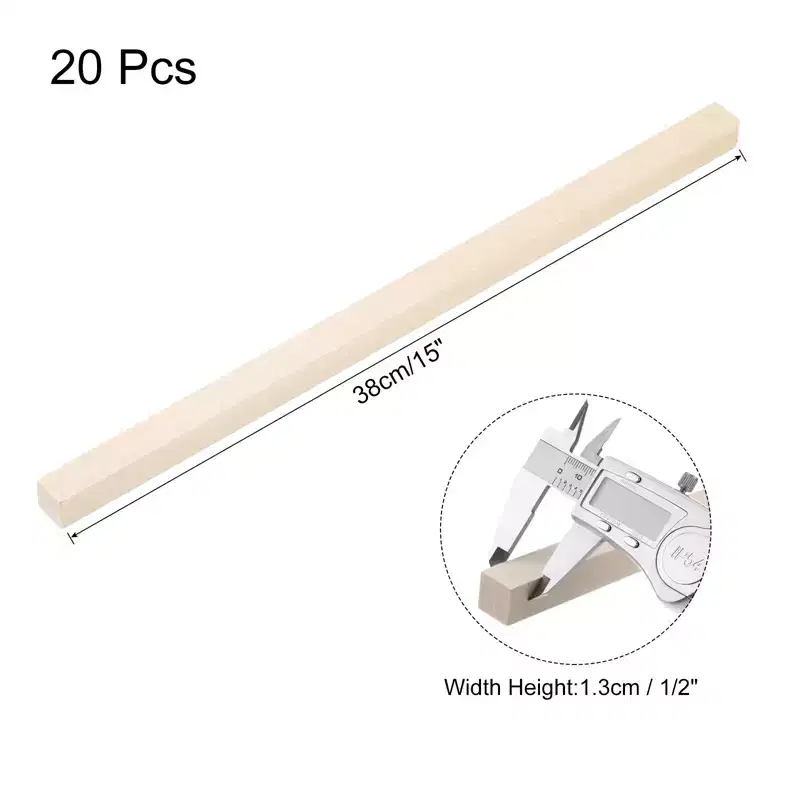 Unique Bargains DIY Arts Decorative Hand Carved Rectangle Wood Sticks 20 Pcs