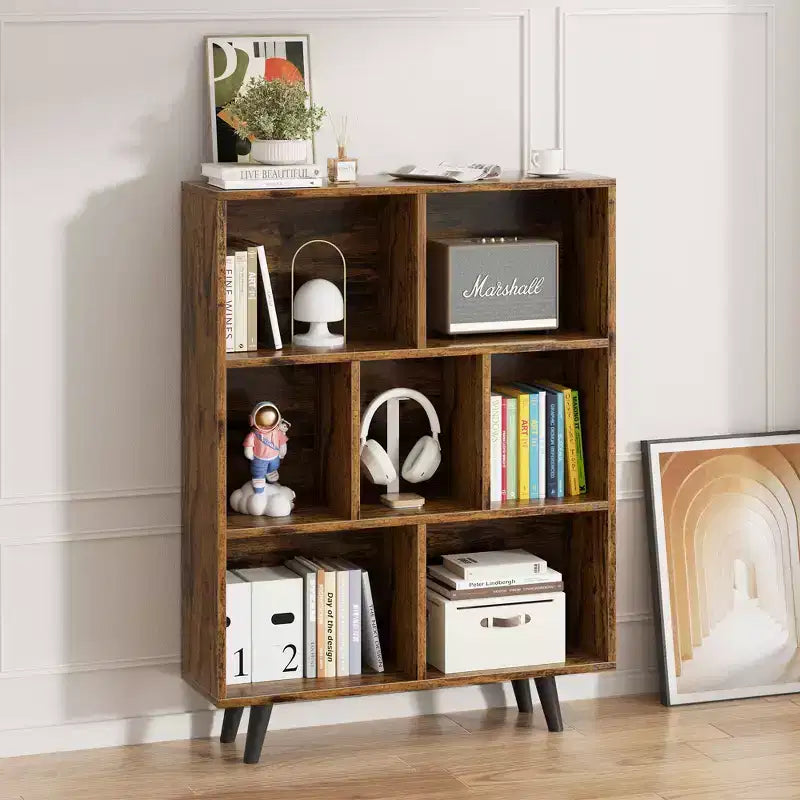 Celebalcony 3 Tier Bookcase with Legs Cubeicals Retro Wood Organizer Storage Bookcase, Freestanding Open Book Shelves for Bedroom,Living Room