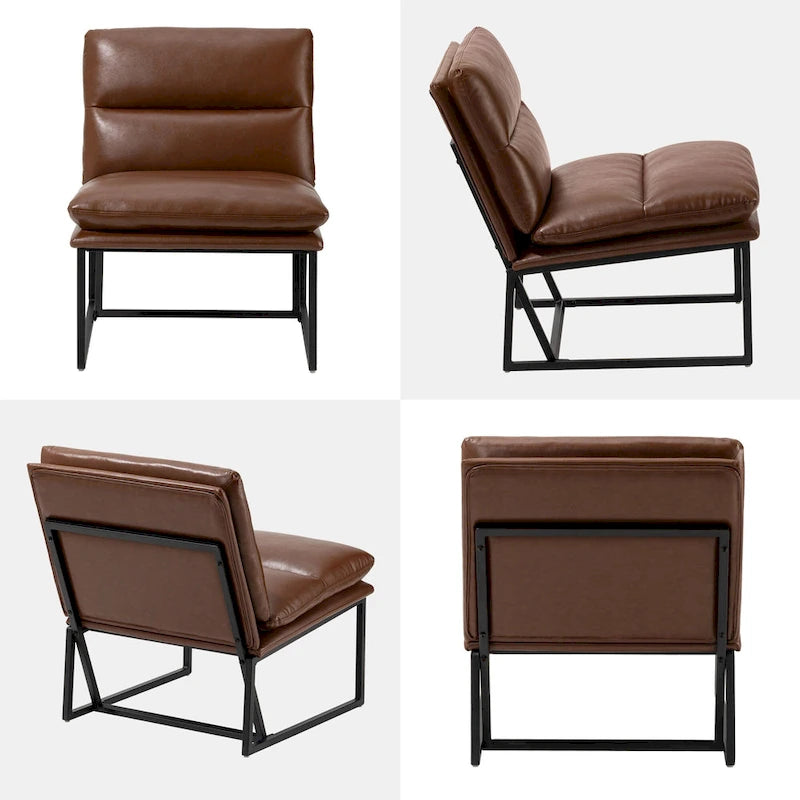 Modern Ergonomic PU Accent Armless Chair, 30.25 Inch Height