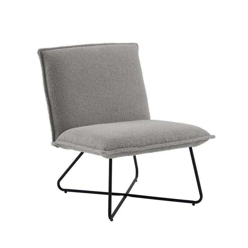 Pillow Accent Chair | Black Stripe Tan Fabric | Metal Wire Base | 26.5W Seat | Modern