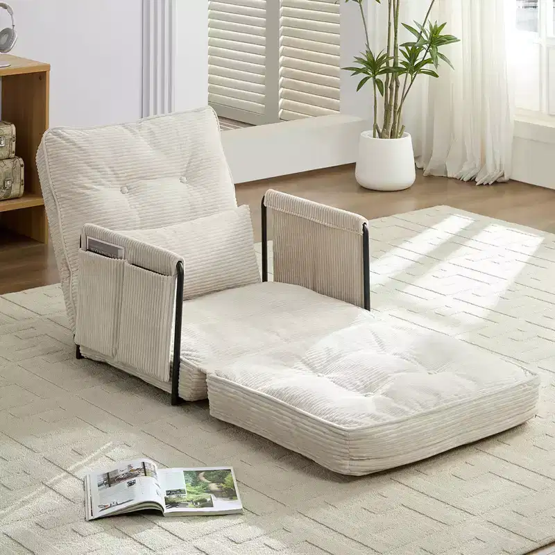 Mjkone Muti-Functional Folding Single Sofa Bed Floor Sofa Bed,Lazy Sofa with Pillows,6 Position Adjustable Backrest