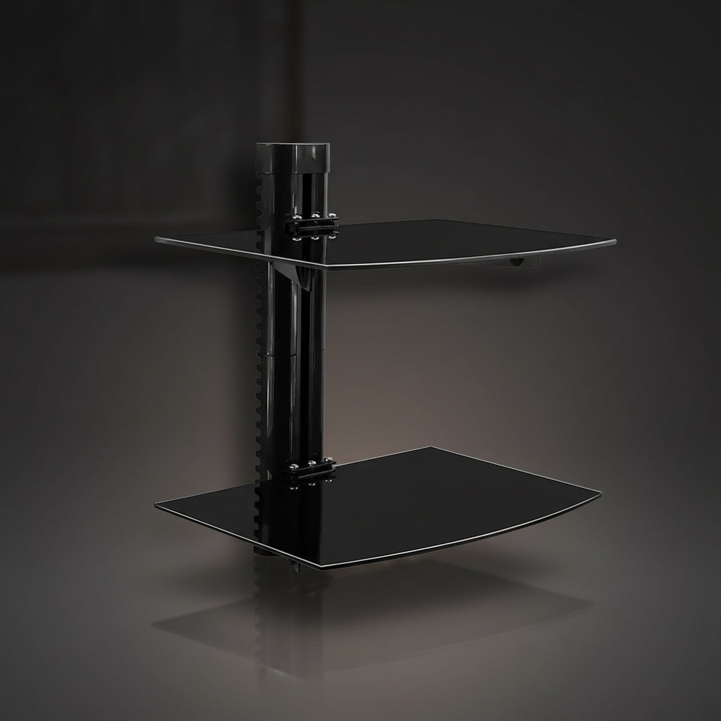 Wall Mounted AV Shelf with Tempered Glass – 2-Tier