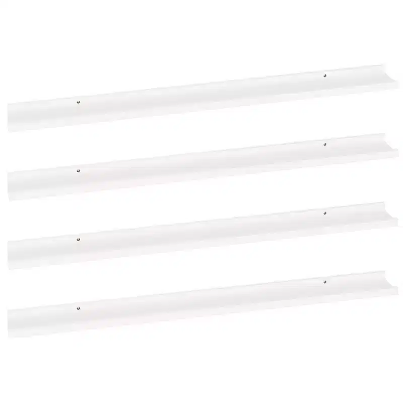 Wall Shelf Set of 4 White MDF Long Wall Shelf Rectangular