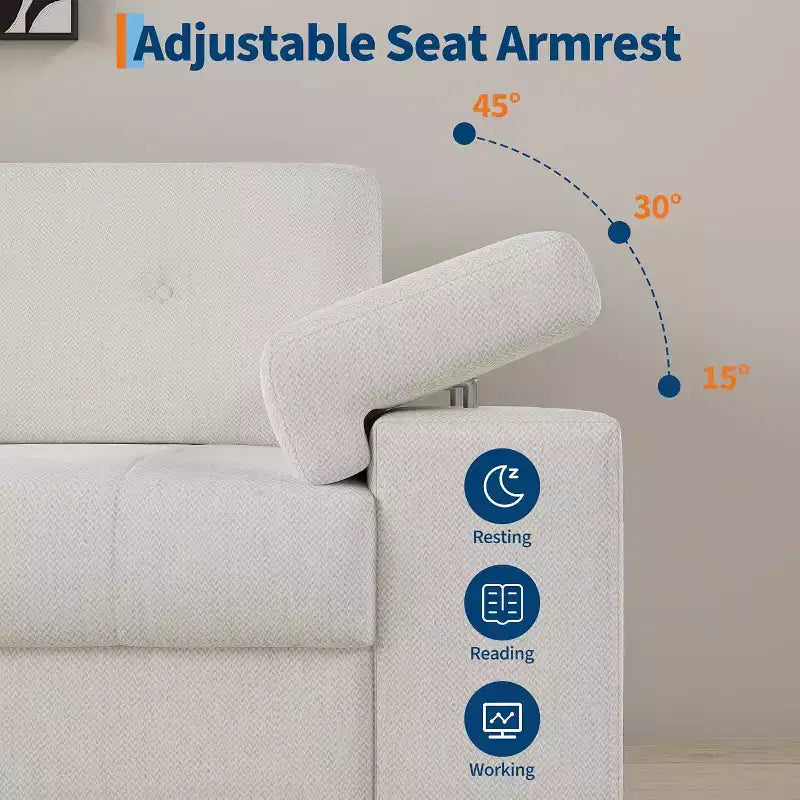 85 Modern 3 Seater Sofa Couch, Chenille Fabric Deep Seat Couch with Adjustable Wide Armrests & Plush Button-Tufted Back, Easy Assembly