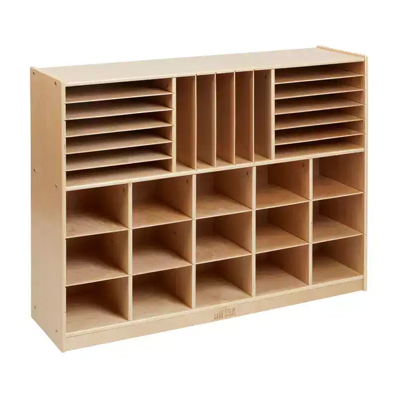 Multi-Section Mobile Tray Cabinet with Cubby Storage Compartments - Kids Furniture