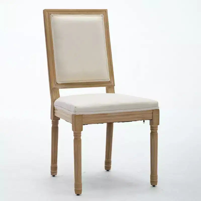Homy Casa Set of 2 Upholstered Square Back Dining Chairs with Solid Wood Frame