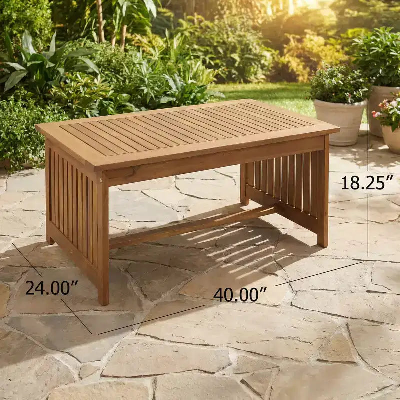 40 Acacia Wood Outdoor Coffee Table �C Brown Patina Finish, Handcrafted