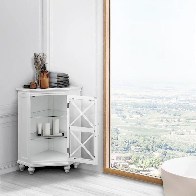 Corner Wooden Floor Accent Cabinet