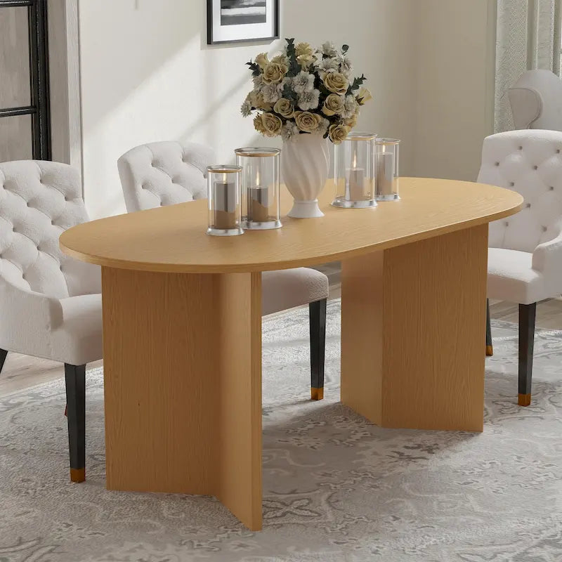 Nordic Style Solid Wood Oval Dining Table, Seats 6