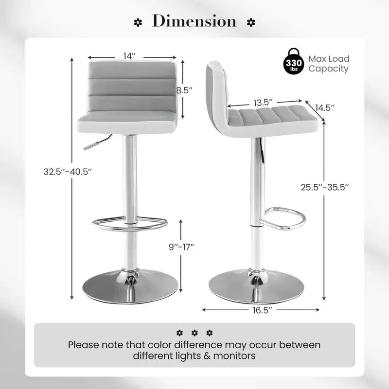 Costway Set of 4 Bar Stools Adjustable Barstool PU Leather Swivel Pub Chairs Armless New