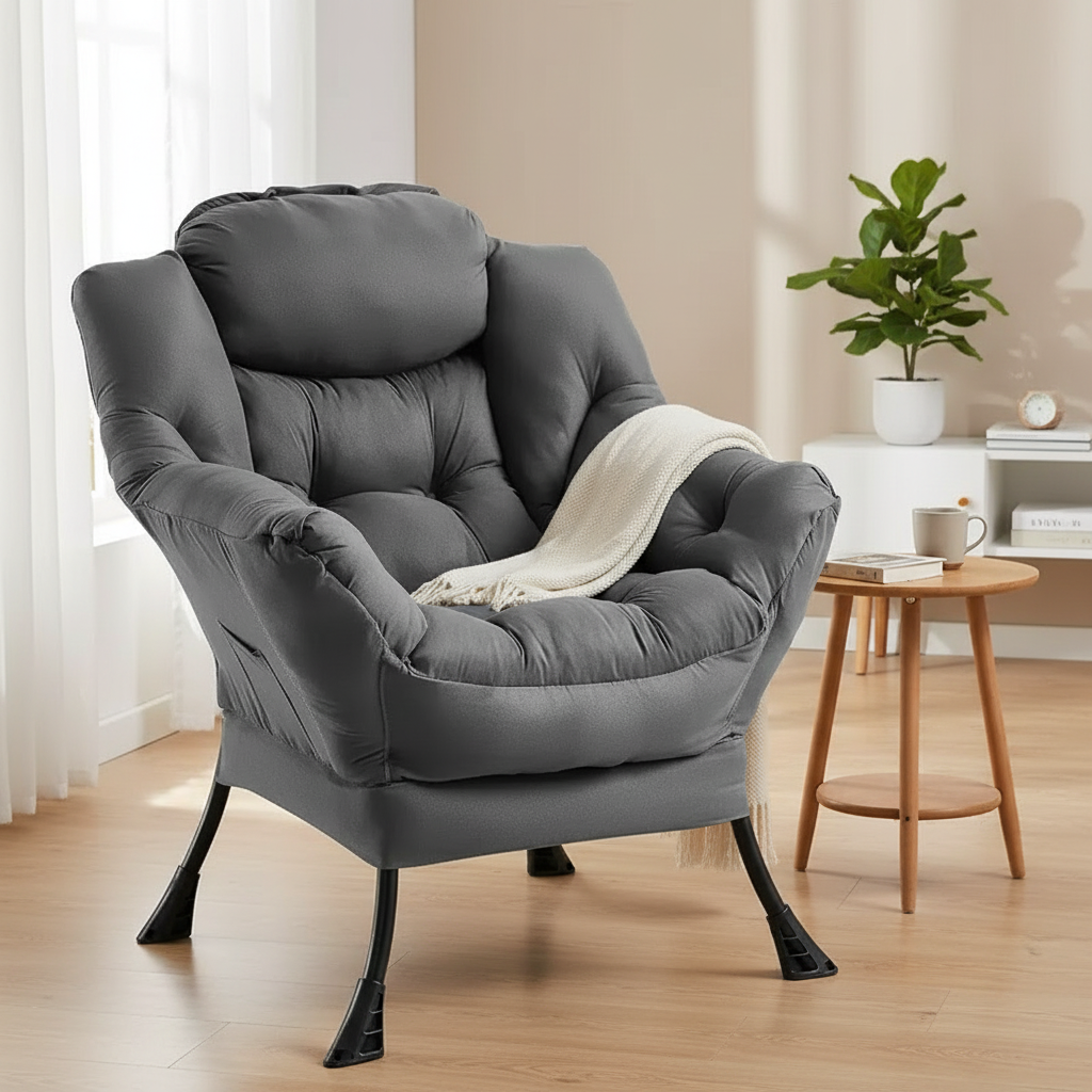 Modern Lounge Chair - Slim Profile Armchair for Small Spaces