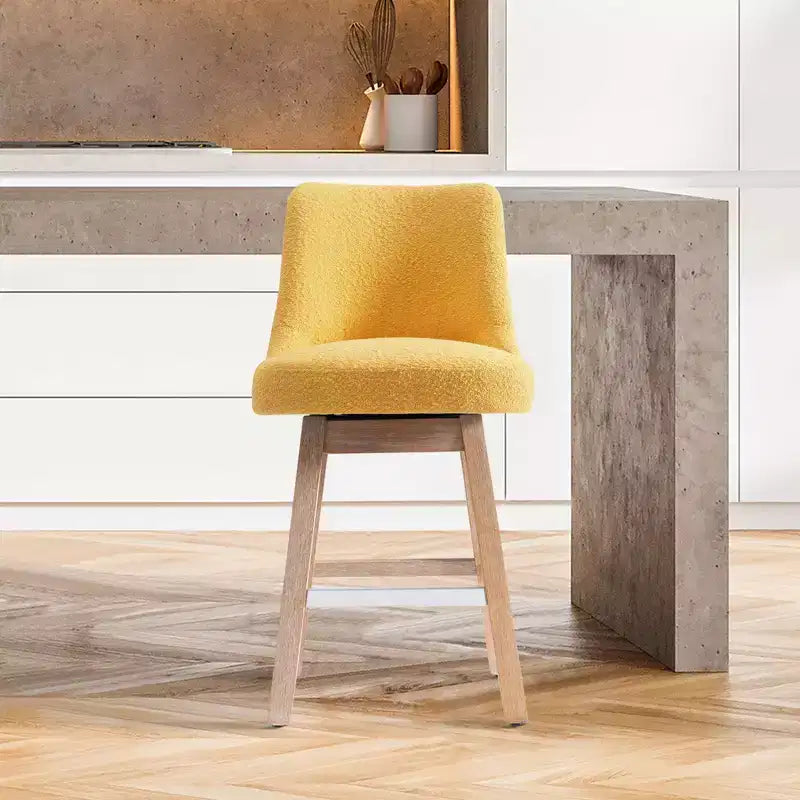 WestinTrends 26 Upholstered Swivel Counter Height Bar Stool, Mustard