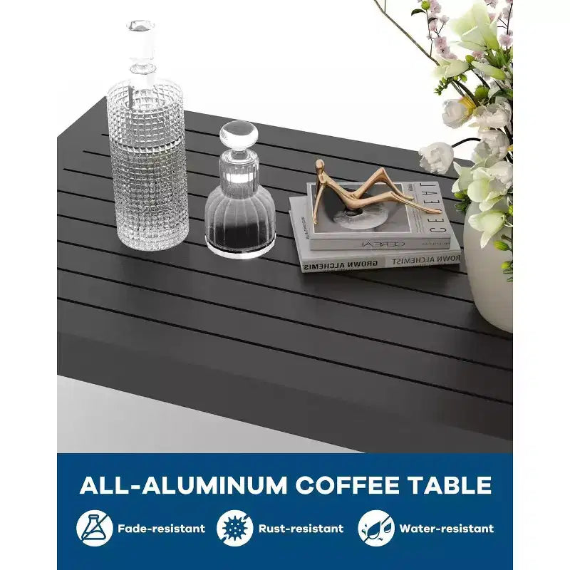 COZONY 7 Seat Aluminum Outdoor Patio Set, Modern Sectional Metal Sofa Cushions Square Table for Deck Backyard Porch