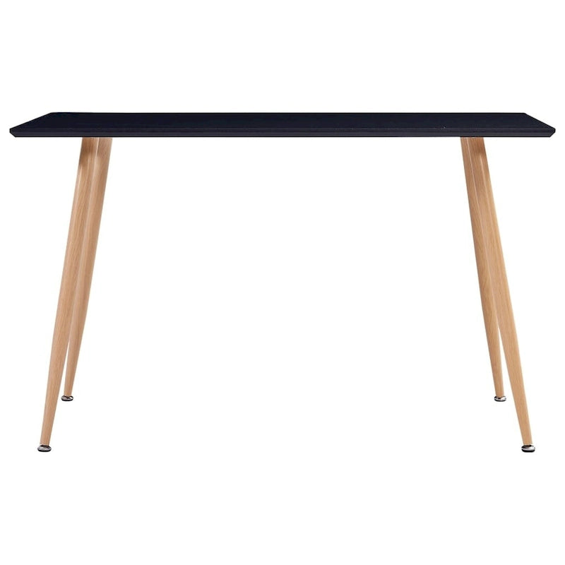 Black & Oak 6-Person Dining Table, MDF Top with Steel Legs