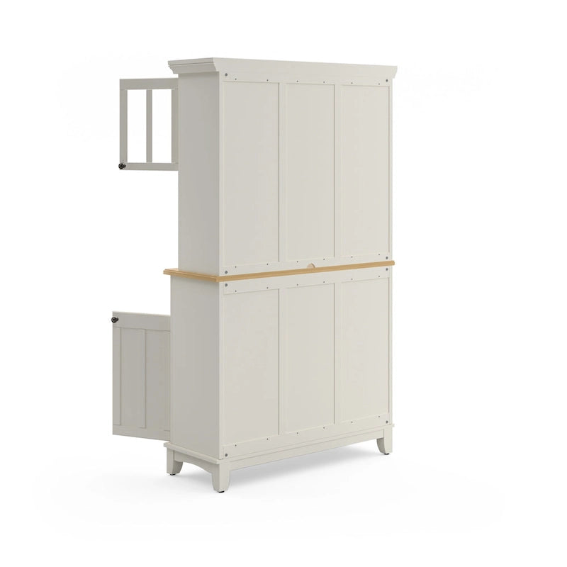 Off-White Server with Hutch & Wood Top