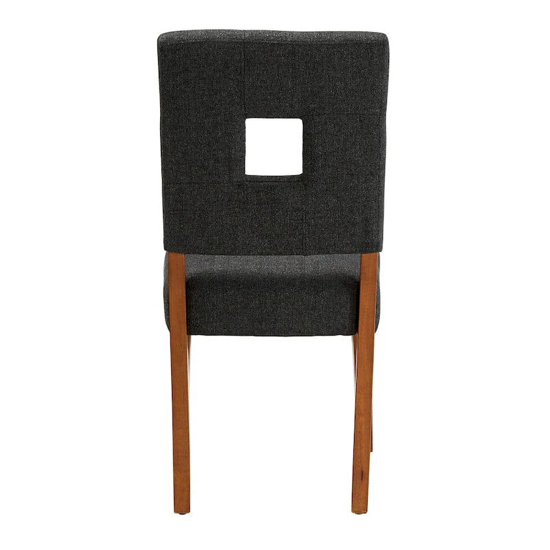 Upholstered Fabric Keyhole Dining Chair