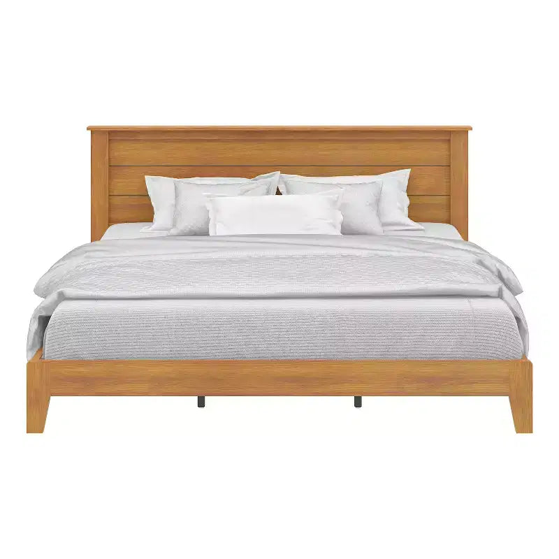 Galano King Tiena Lencia Bed with Headboard  Amber Walnut