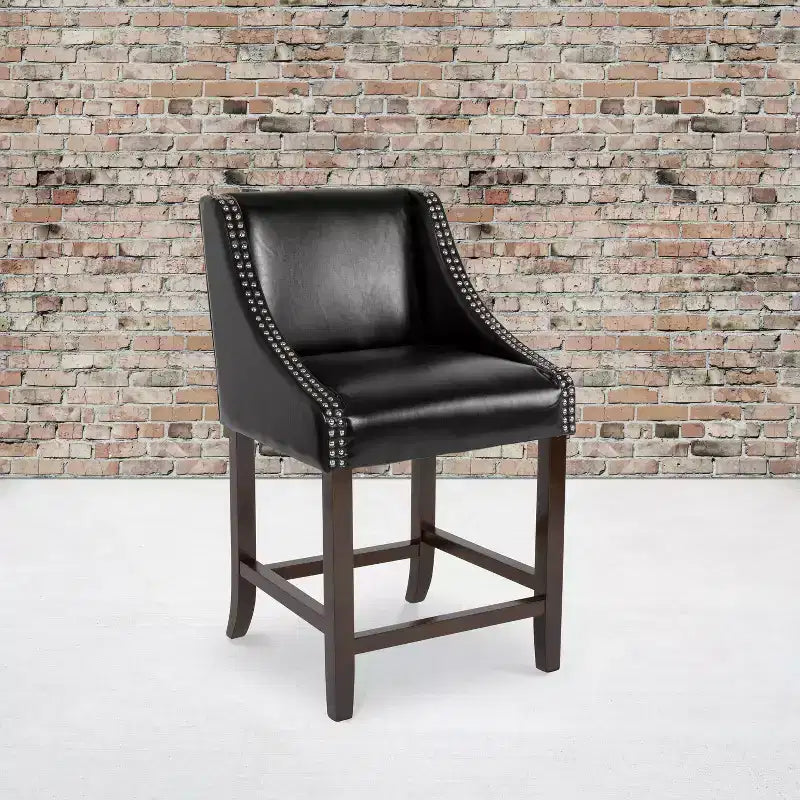 Flash Furniture Carmel Series 24 High Transitional Wood Counter Height Stool with Accent Nail Trim