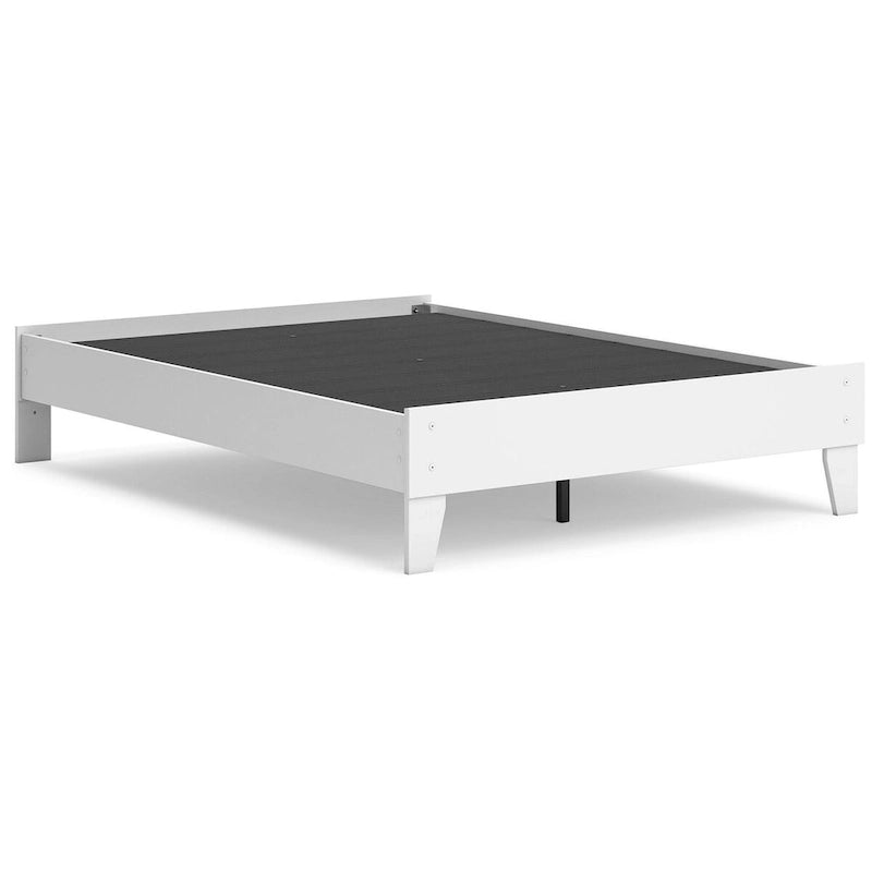 Full Platform Bed Frame with Scalloped Detail & Matte White Finish �C No Box Spring Needed