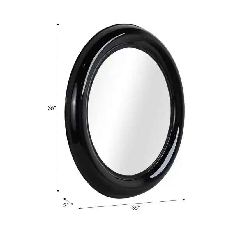 Modern Round Wall Mirror, Metal Frame, Contemporary Decorative Accent, Sleek Iron Design for Living Room, Bedroom, Bathroom, or Office - 36