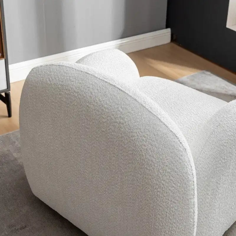 Modern Glam Boucle Upholstered Swivel Accent Armchair with 360 Degree Swivel Base