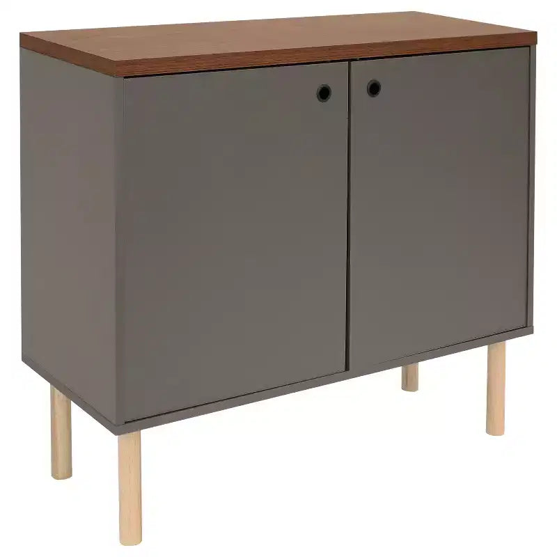 Sunnydaze Indoor Mid-Century Modern 2-Door Accent Buffet Cabinet with Shelves