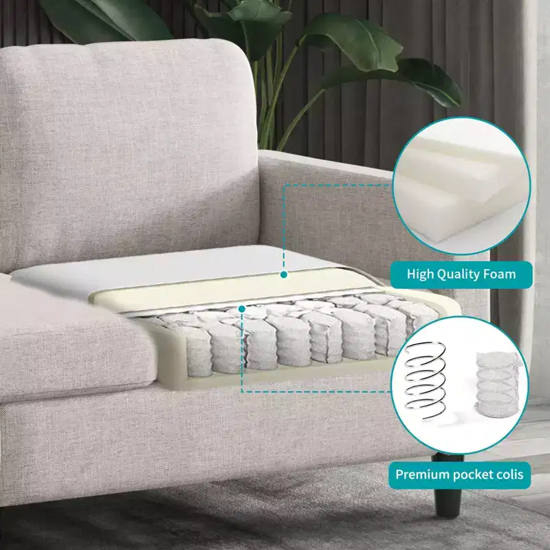 Mjkone Sectional Sofa Couches Set for Living Room 3-Seater Sofa&Single Sofa