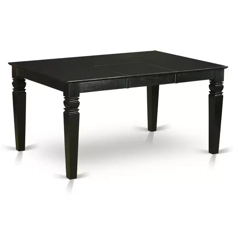HomeStock Belmont 7-Piece Kitchen Dining Table Set 6 Dining Chairs and Butterfly Leaf Dinner Table- Black Finish