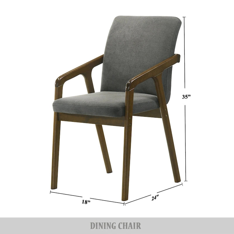 Simple Rustic Upholstered Dining Chair with Wooden Armrests