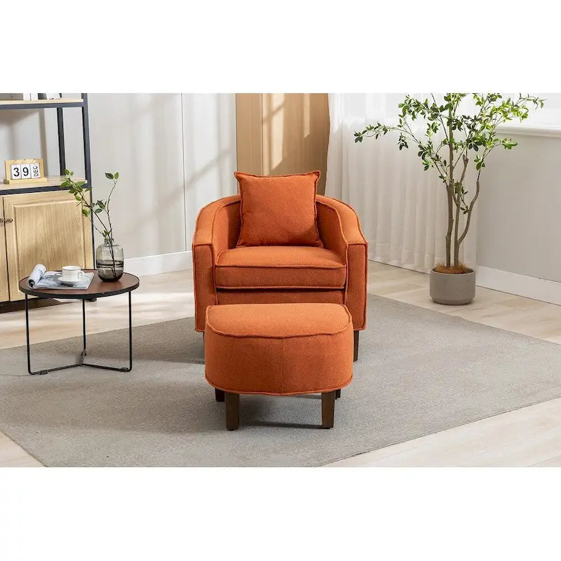 Mid-Century Modern Club Accent Chair with Tufted Back and Round Arms