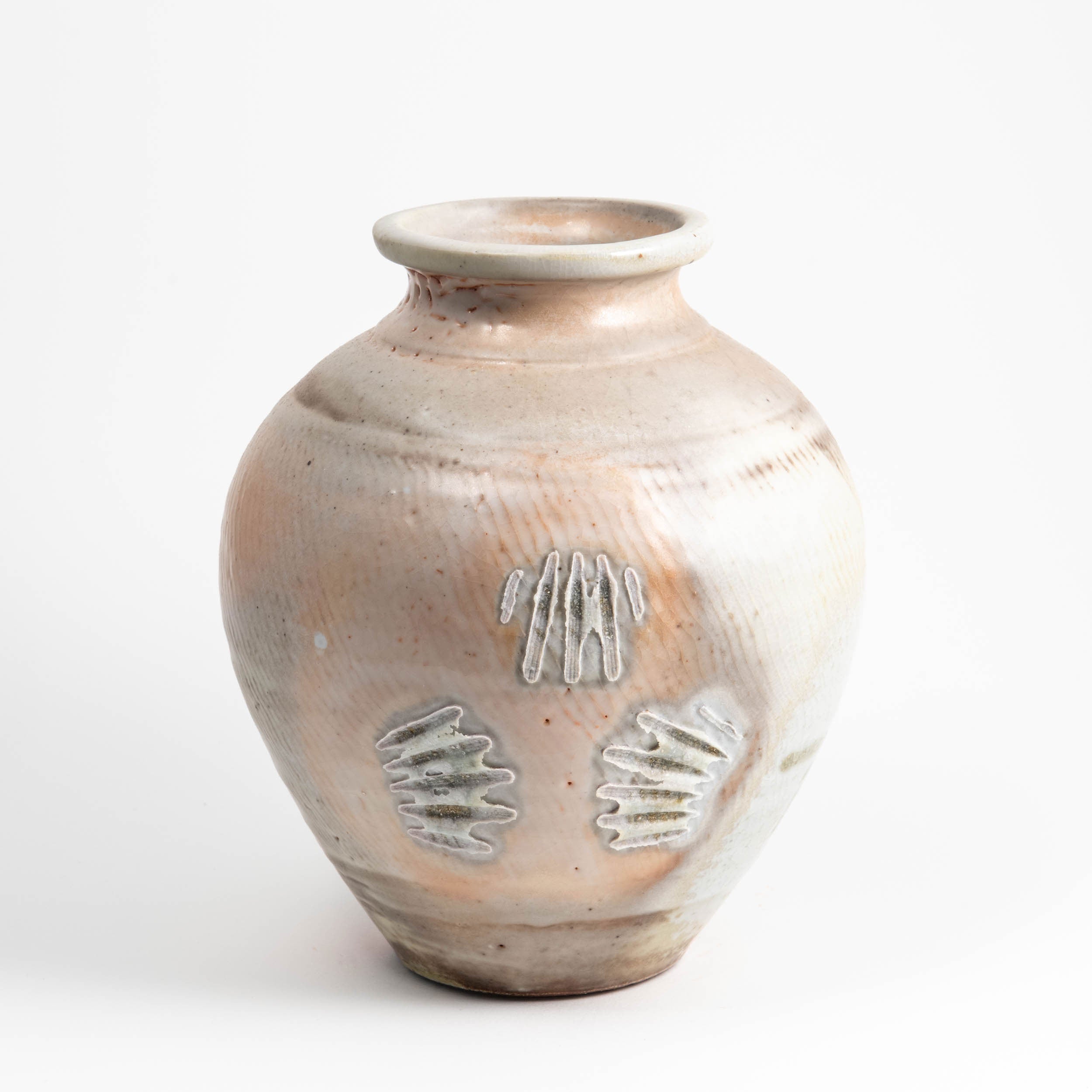 White Shino Textured Vase