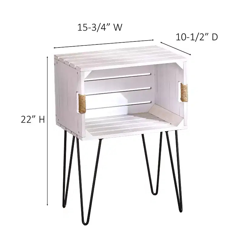 The Lakeside Collection Rustic Wooden Crate End Table with Jute Wrapped Handles