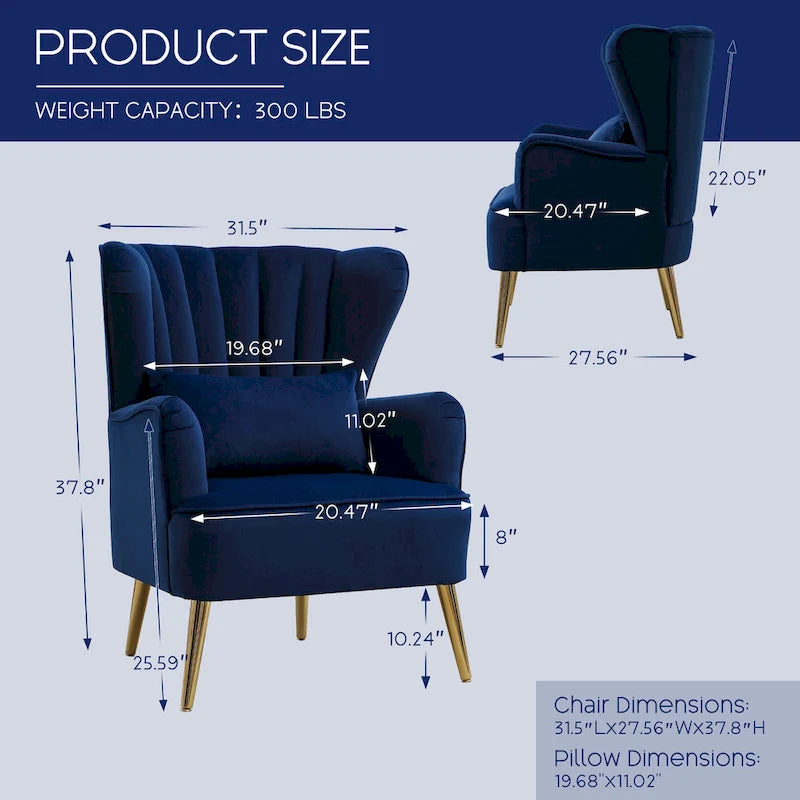 Modern Wingback Arm Chair Upholstered Accent Chair