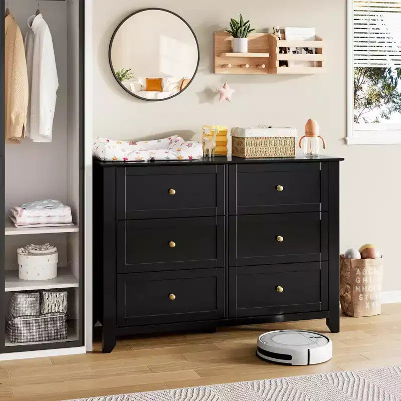 Dresser for Bedroom, 6 Chest of Drawer Dresser Organizer, Modern Wood Storage Cabinet