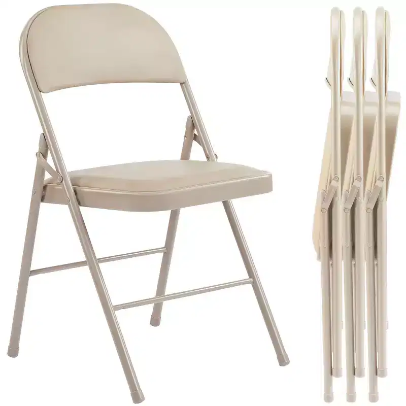 PU Leather Metal Frame Folding Dining Chairs