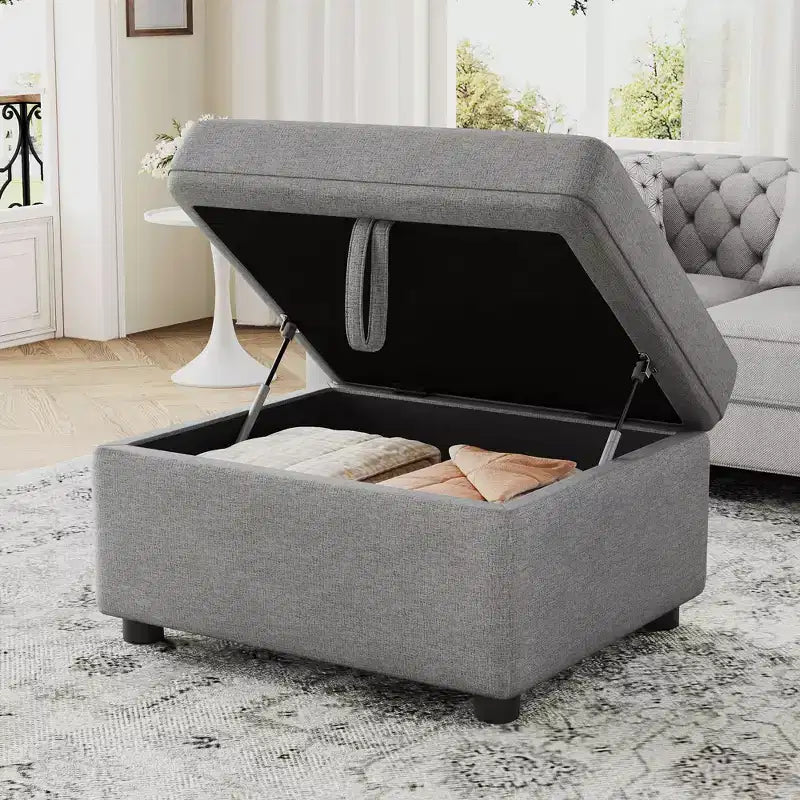 MAYEERTY 26.6 Ottoman Movable Storage Ottoman Footrest for Living Room Bedroom Gray