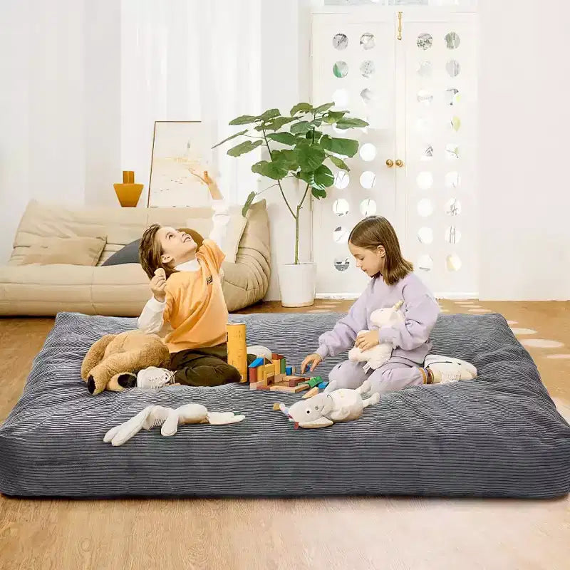 Adult Convertible Bean Bag Chair with Washable Corduroy Cover, Oversized Bean Bag Bed