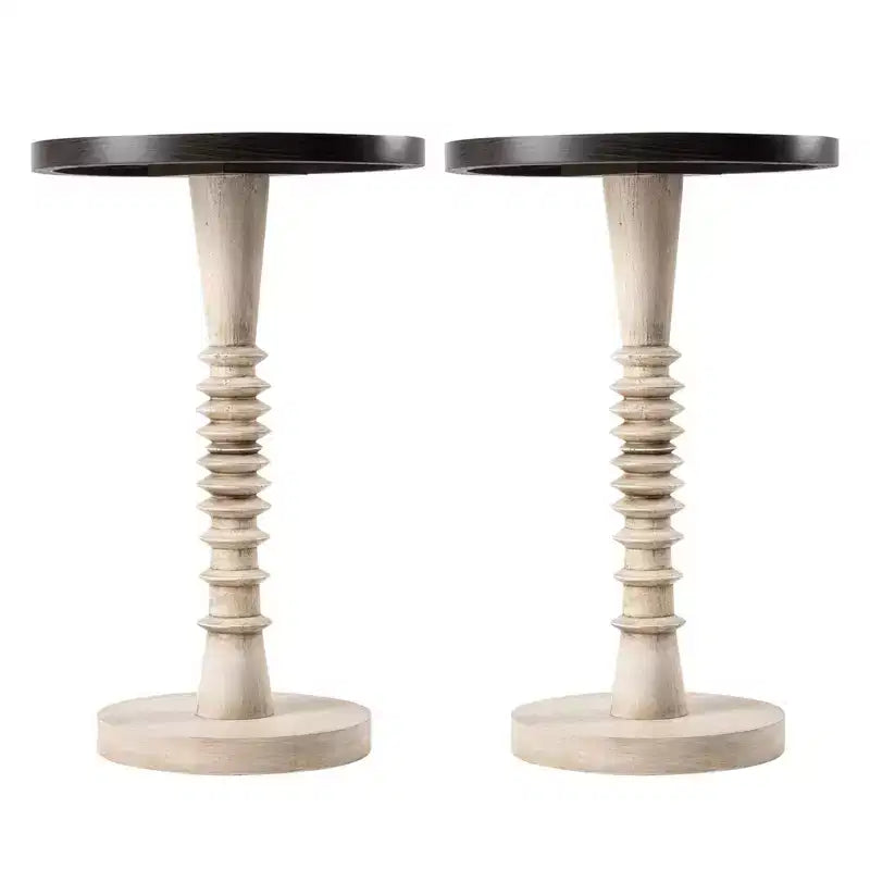 Pedestal Tray Top End Table for Drinks, Lamps or Plants, Black