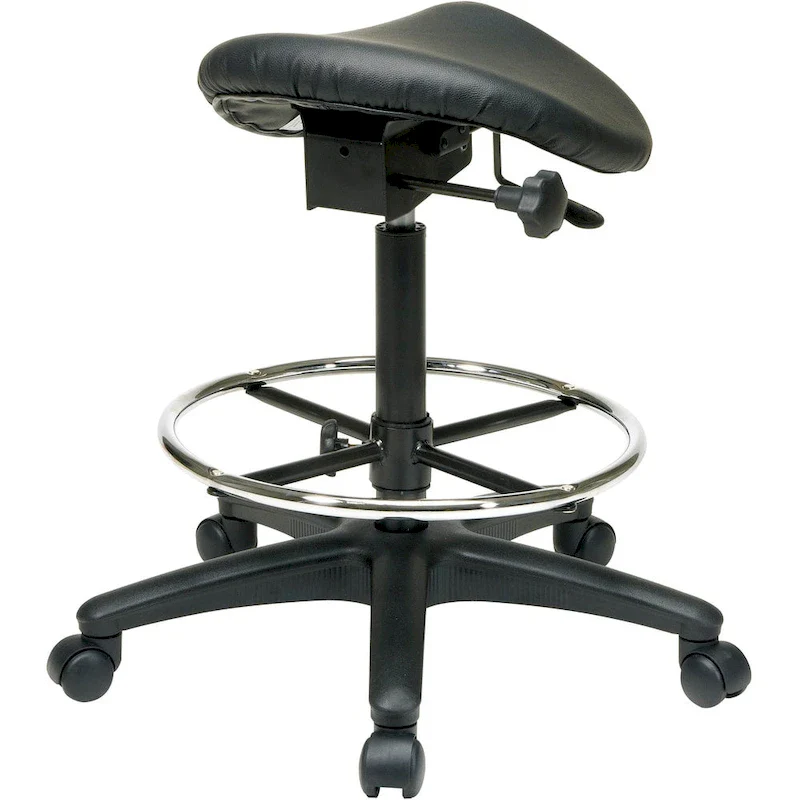 Backless Ergonomic Drafting Saddle Stool | Adjustable Height & Foot Ring
