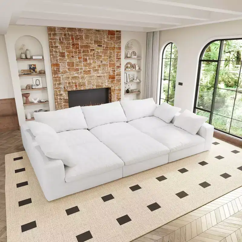 Large size modular cloud sofa 6 seats down sofa bed apartment living room sofa 120