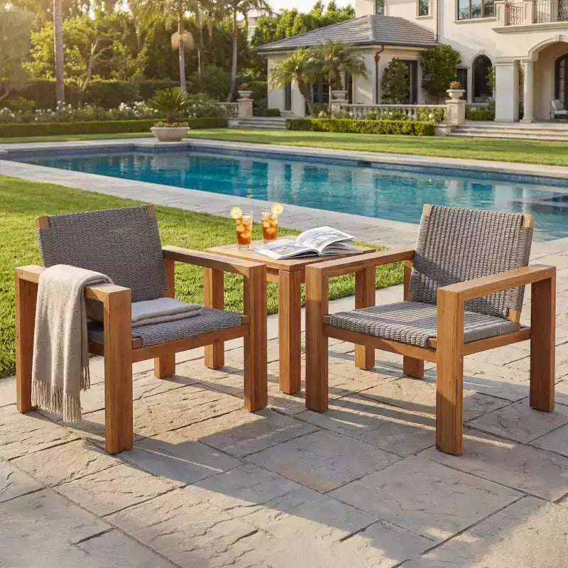 Christopher Knight Home Briar Boho Outdoor Acacia Wood Wicker Club Chair (Set of 2)